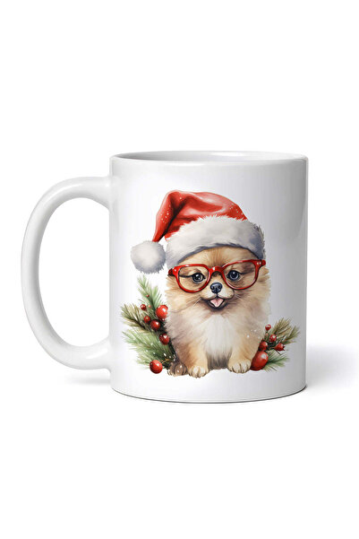 OEM Εξατομικευμένη λευκή κούπα, Χριστουγεννιάτικος σκύλος Πομεράνιαν, INOVATI...