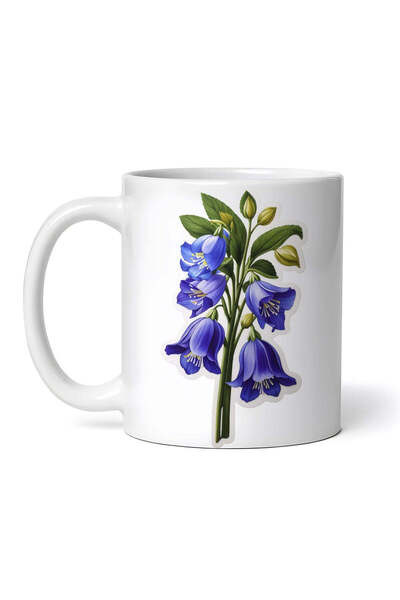 OEM Εξατομικευμένη Λευκή Κούπα, Κλαδί Λουλουδιού Bluebell, Inovatix®. 330ml