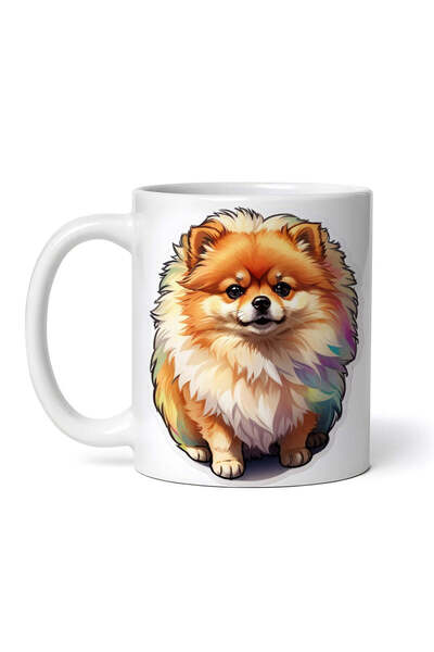 OEM Cană albă personalizată, câine Pomeranian, INOVATIX®. 330ml