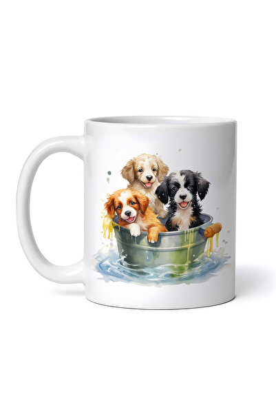 OEM Cană albă personalizată, câini care fac baie, Inovatix®. 330 ml