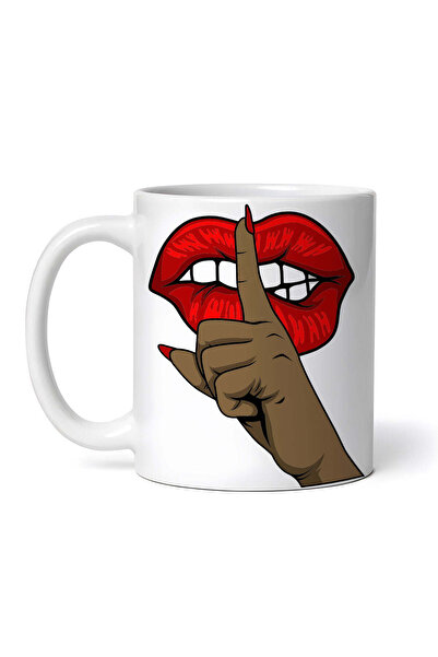 OEM Cană albă personalizată, Red Lips Shhh, INOVATIX®. 330ml