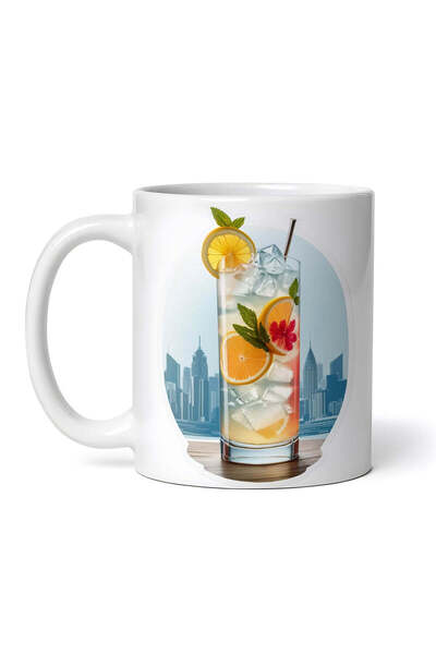 OEM Cană albă personalizată, cocktail Gin Fizz cu mentă, Inovatix®. 330 ml