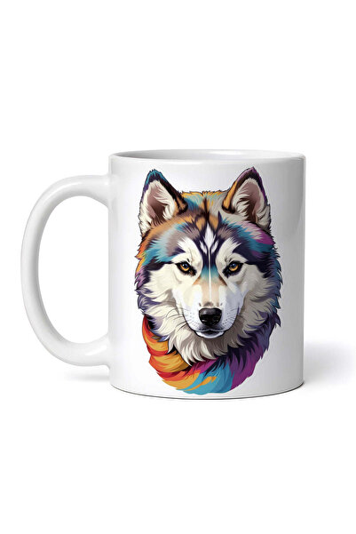 OEM Cană albă personalizată, câine Husky Siberian, INOVATIX®. 330 ml