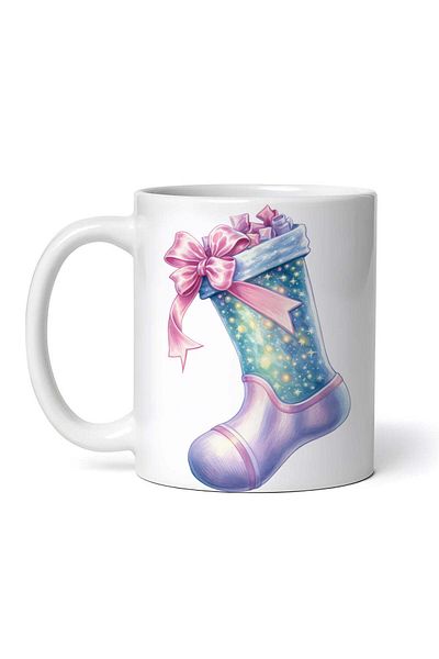 OEM Personalized White Mug, Christmas Stocking With Gifts, Inovatix®. 330ml