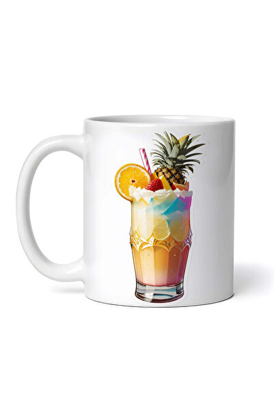OEM Cană albă personalizată, cocktail Pina Colada cu ananas, INOVATIX®. 330 ml
