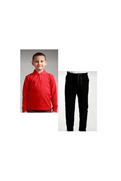 BAGİSTA BUTİK ЧЕРЕН ПАНТАЛОН С РЕБРА И КОЛАН ЗА МОМИЧЕТА И МОМЧЕТА ЧЕРВЕНА ПО...