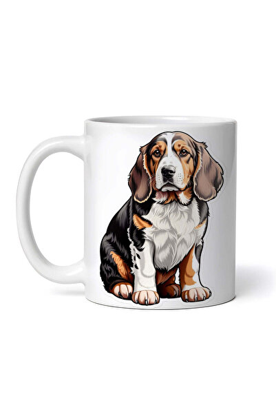 OEM Εξατομικευμένη Λευκή Κούπα, Thinking Basset Hound, Inovatix®. 330ml