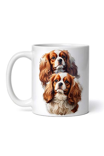 OEM Cană albă personalizată, câini din rasa Spaniel, INOVATIX®. 330ml