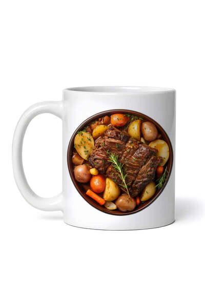 OEM Εξατομικευμένη Λευκή Κούπα, Ψημένο Κρέας με Πατάτες, Inovatix®. 330ml