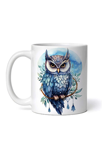 OEM Cană albă personalizată, Bufniță cu lună plină, INOVATIX®. 330ml