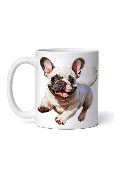 OEM Cană albă personalizată, Bulldog Francez alergând, INOVATIX®. 330ml