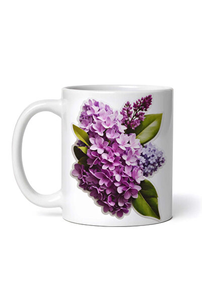 OEM Cană albă personalizată, Creangă cu flori și frunze de liliac, INOVATIX®....