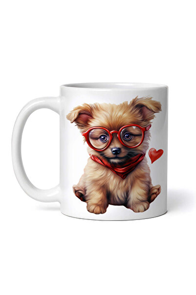 OEM Cană albă personalizată, cățeluș cu eșarfă roșie, Inovatix®. 330 ml