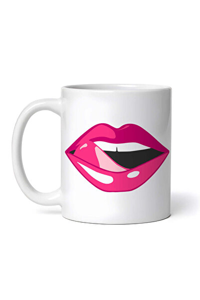 OEM Personalized white mug, Sensual lips with tongue on lips, INOVATIX®. 330ml