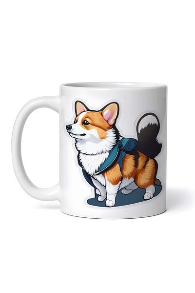 OEM Personalized White Mug, Corgi With Collar, Inovatix®. 330ml