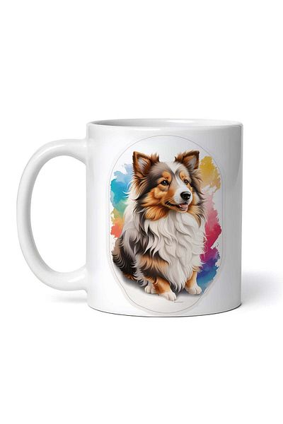 OEM Cană albă personalizată, câine ciobănesc de Shetland, Inovatix®. 330 ml