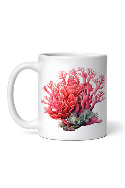 OEM Cană albă personalizată, Coral Roșu între pietre, INOVATIX®. 330ml