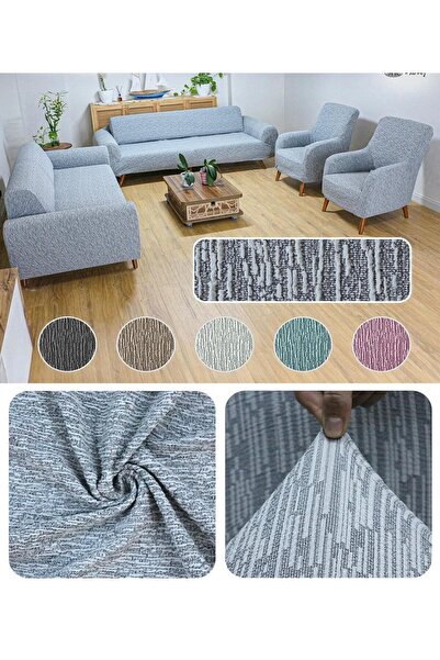 Home Battal Boy Lastikli Koltuk Örtü Seti 3+3