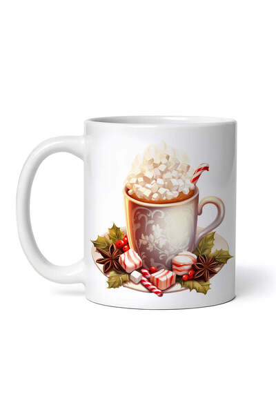 OEM Cană albă personalizată, ciocolată caldă cu nuanțe de cenușă, Inovatix®. 330 ml