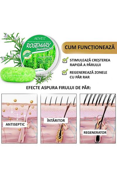 ALİVER Anti-hair Loss Shampoo, Anti-dandruff, Stimulating And Strengthening With Rosemary, Aliver 60 G