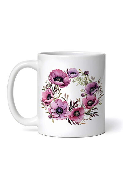 OEM Cană albă personalizată, cunună cu anemone, Inovatix®. 330 ml