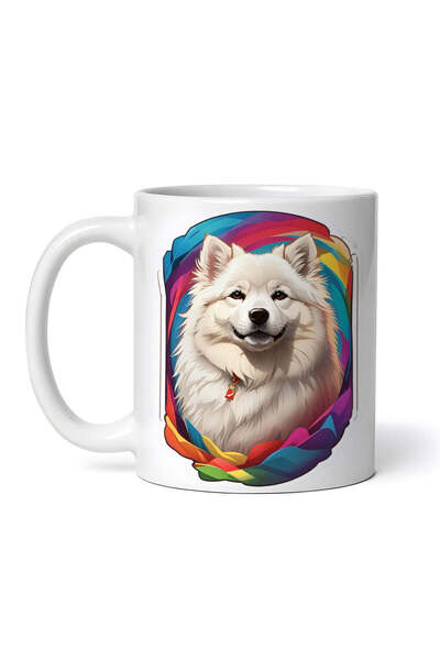 OEM Cană albă personalizată, câine Samoed, INOVATIX®. 330 ml