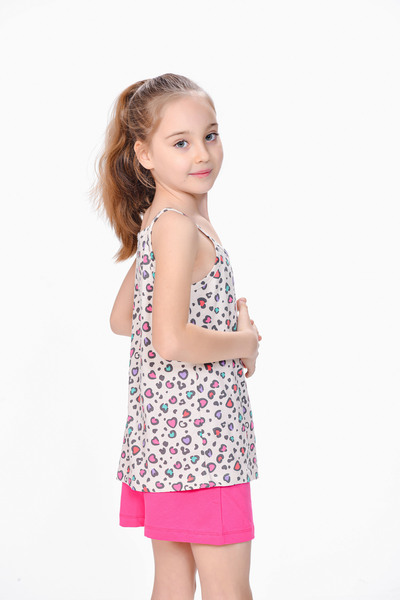 M MOONCOVER Moon Cover Girls' Suspender Pajama Set 100% Cotton – Leopard Printed