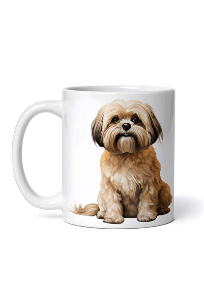 OEM Εξατομικευμένη λευκή κούπα, καφέ σκυλάκι Shih Tzu, INOVATIX®. 330ml