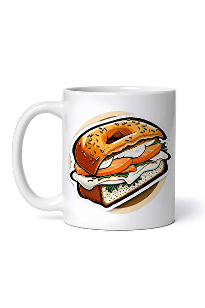 OEM Cană albă personalizată, covrig cu șuncă și brânză, Inovatix®. 330 ml