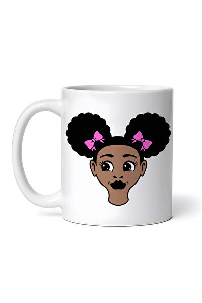 OEM Cană albă personalizată, coafură Afro Puff, Inovatix®. 330 ml