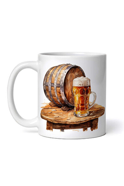 OEM Cană albă personalizată, butoi de bere și halbă plină, INOVATIX®. 330ml