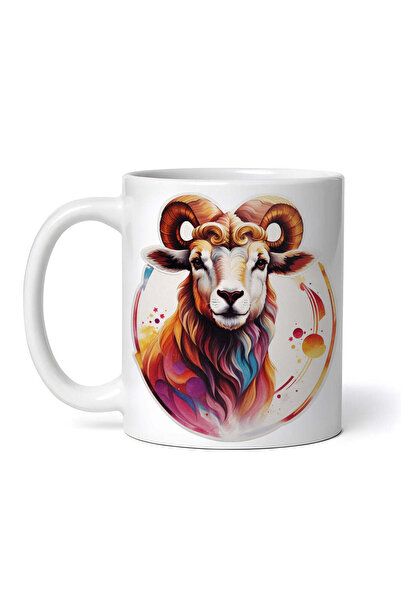 OEM Cană albă personalizată, cap de berbec, simbol zodiacal Berbec, INOVATIX®...