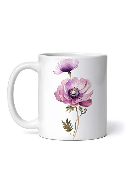 OEM Cană albă personalizată, Buchet de două anemone, INOVATIX®. 330ml