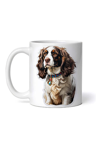 OEM Εξατομικευμένη λευκή κούπα, σκύλος English springer spaniel με κολάρο, IN...