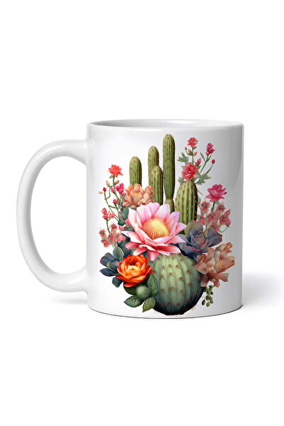 OEM Cană albă personalizată, cactuși Kaya înfloriți, INOVATIX®. 330ml