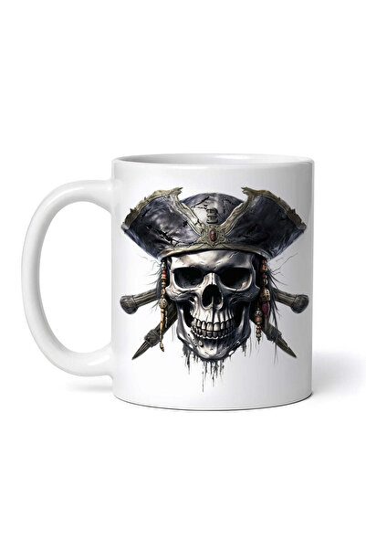 OEM Cană albă personalizată, Craniu de pirat, INOVATIX®. 330ml