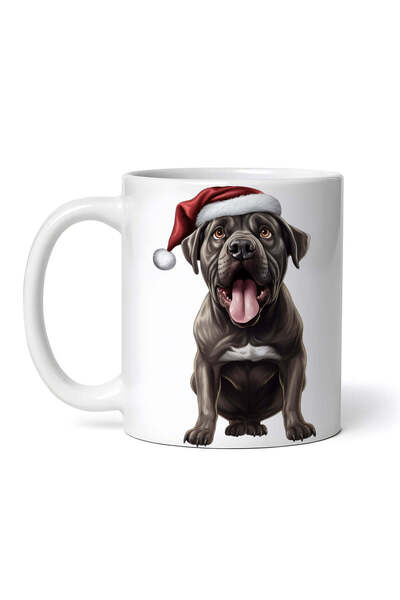 OEM Cană albă personalizată, Cane Corso cu pălărie de Moș Crăciun, Inovatix®. 330 ml