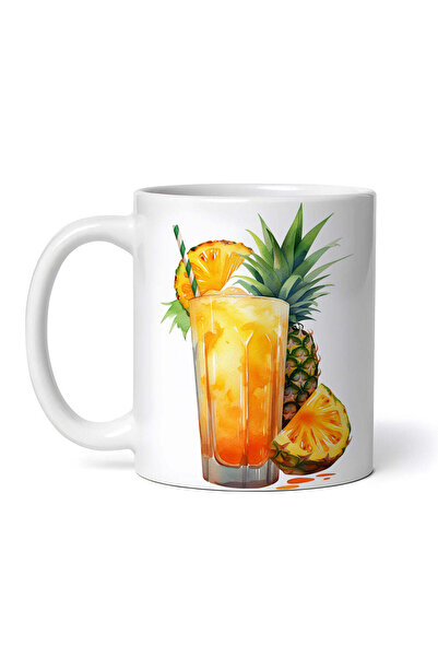 OEM Cană albă personalizată, cocktail cu ananas, INOVATIX®. 330 ml