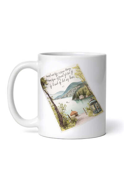 OEM Cană albă personalizată, carte poștală cu peisaj montan, INOVATIX®. 330ml