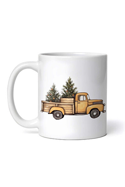 OEM Cană albă personalizată, Camionul Bradului de Crăciun, INOVATIX®. 330ml