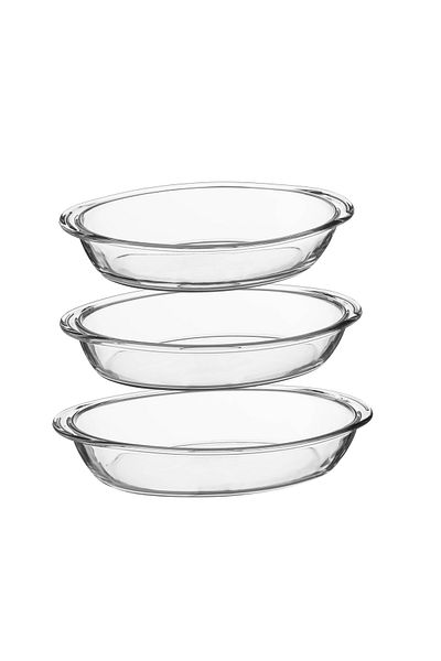 Dania 3-piece rectangular glass oven tray set, made in Brazil