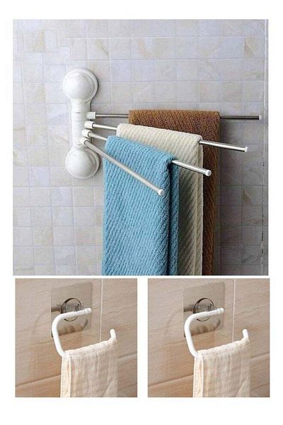 DRAMA HOME 4-Bar Towel Rack with 2 Hooks Towel Bars