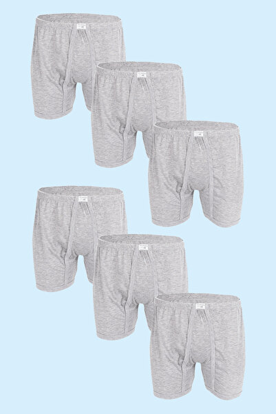Ceylanoğlu Men's 6-Piece Organic Cotton Combed Single Jersey Gray Argentina Long Underpants 003