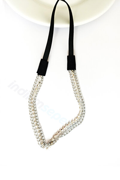 indirimsepeti Saç Zinciri Lastikli 3 Sıralı İnci Taşlı Kafa Bandı Gezi Günlük...