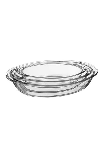 Dania 3-piece rectangular glass oven tray set, made in Brazil