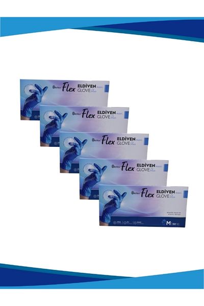 Reflex Flex 5 Pieces Blue Powder-Free Gloves 50 Pack Medium