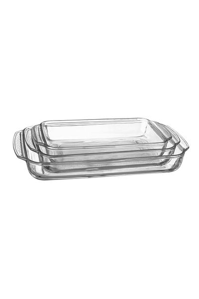pyr o rey Mexican 3-Piece Rectangular Glass Oven Tray Set