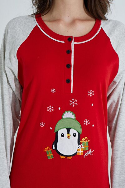 Etoile Pamuklu Kadın Pijama Takımı Kırmızı