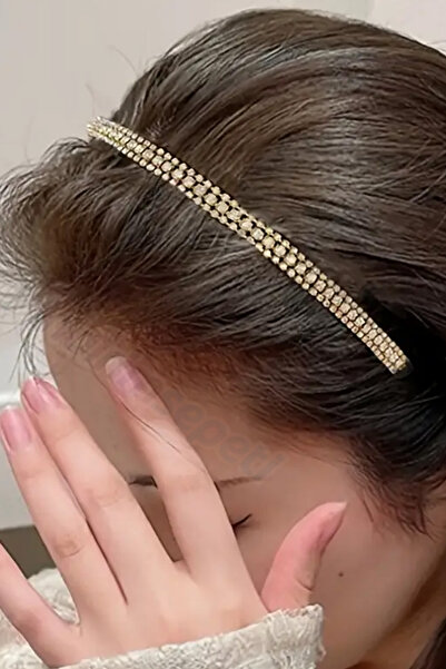 indirimsepeti Saç Zinciri Lastikli 3 Sıralı İnci Taşlı Kafa Bandı Gezi Günlük...