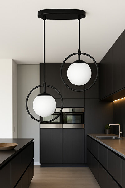 Vinner Halo Duo – Siyah Metal 2’li Cam Sarkıt Avize